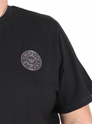 Erkek Büyük Beden Sıfır Yaka Tişört EA 25137 SIYAH