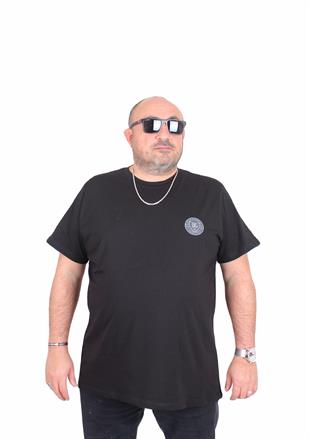 Erkek Büyük Beden Sıfır Yaka Tişört Dg Italy 25124 SIYAH