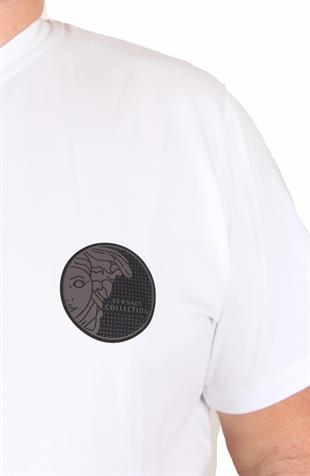 Erkek Büyük Beden Sıfır Yaka Tişört VRS 25122 BEYAZ