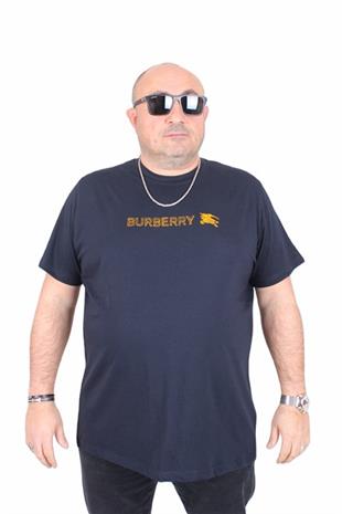 Erkek Büyük Beden Sıfır Yaka Tişört Brb 25135 LACIVERT