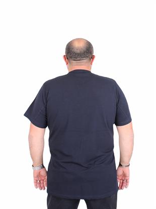 Büyük Beden Sıfır Yaka Tişört Brbry 25100 LACIVERT