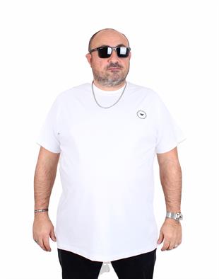 Erkek Büyük Beden Sıfır Yaka Tişört EmpArm 25129 BEYAZ