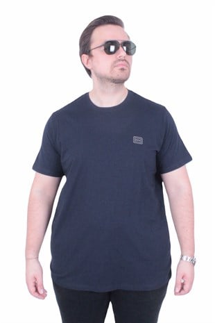 Erkek Büyük Beden Sıfır Yaka Tişört BSS 26109 LACIVERT