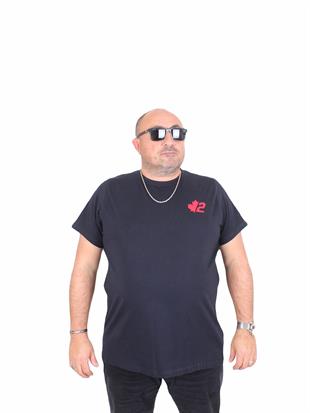 Erkek Büyük Beden Sıfır Yaka Tişört Dsgrd 25104 LACIVERT