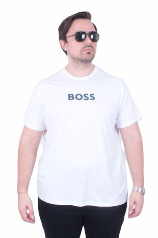 Erkek Büyük Beden Sıfır Yaka Tişört BSS 26108 BEYAZ