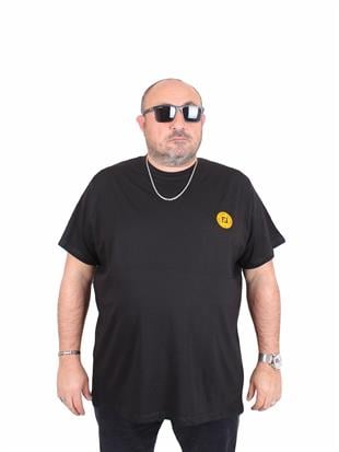 Erkek Büyük Beden Sıfır Yaka Tişört Fnd 25120 SIYAH