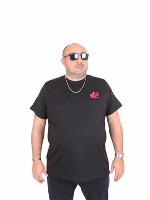 Erkek Büyük Beden Sıfır Yaka Tişört Dsgrd 25104 SIYAH