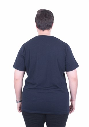 Erkek Büyük Beden Sıfır Yaka Tişört BSS 26103 LACIVERT