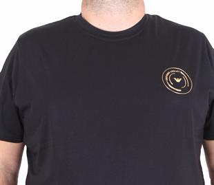 Erkek Büyük Beden Sıfır Yaka Tişört EA 25110 SIYAH