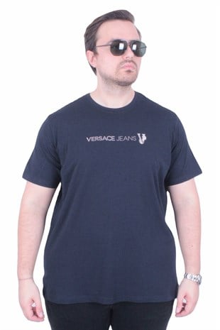 Erkek Büyük Beden Sıfır Yaka Tişört VRSC 26110 LACIVERT