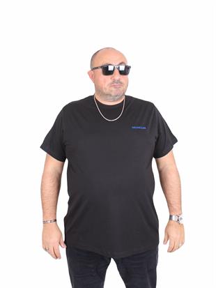 Erkek Büyük Beden Sıfır Yaka Tişört Mnclr 25101 SIYAH