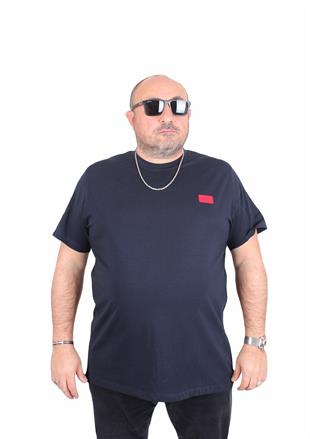 Erkek Büyük Beden Sıfır Yaka Tişört DG 25123 LACIVERT