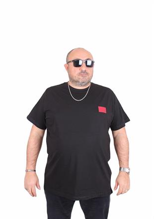 Erkek Büyük Beden Sıfır Yaka Tişört Tmy Hlf 25125 SIYAH