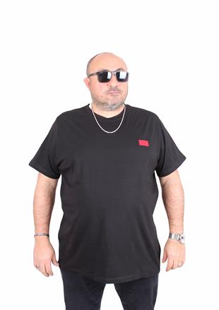 Erkek Büyük Beden Sıfır Yaka Tişört DG 25123 SIYAH