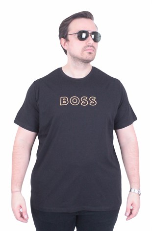 Erkek Büyük Beden Sıfır Yaka Tişört HG 26116 SIYAH