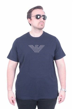 Erkek Büyük Beden Sıfır Yaka Tişört EA 26120 LACIVERT