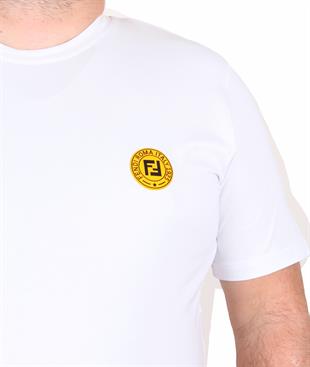 Erkek Büyük Beden Sıfır Yaka Tişört Fnd 25120 BEYAZ
