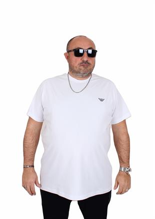 Erkek Büyük Beden Sıfır Yaka Tişört Armny 25103 BEYAZ