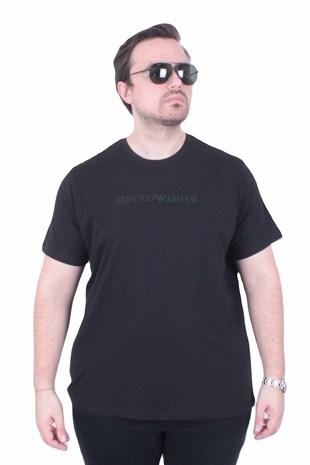 Erkek Büyük Beden Sıfır Yaka Tişört EA 26119 SIYAH