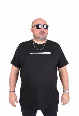 Erkek Büyük Beden Sıfır Yaka Tişört Arm Exc 25131 SIYAH