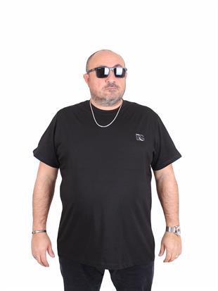 Erkek Büyük Beden Sıfır Yaka Tişört DG 25111 SIYAH
