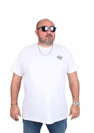 Erkek Büyük Beden Sıfır Yaka Tişört EA Eagle 25113 BEYAZ