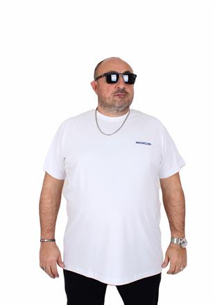 Erkek Büyük Beden Sıfır Yaka Tişört Mnclr 25101 BEYAZ