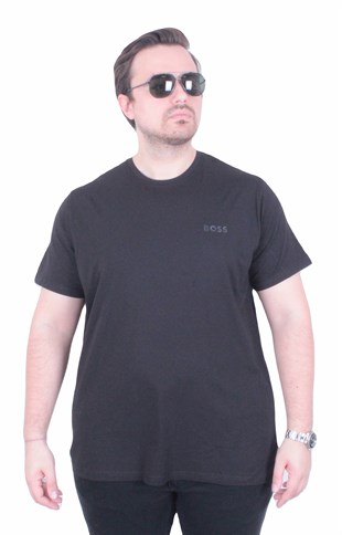 Erkek Büyük Beden Sıfır Yaka Tişört BSS 26103 SIYAH