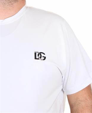 Erkek Büyük Beden Sıfır Yaka Tişört DG 25111 BEYAZ