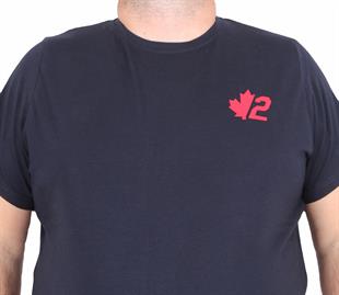 Erkek Büyük Beden Sıfır Yaka Tişört Dsgrd 25104 LACIVERT