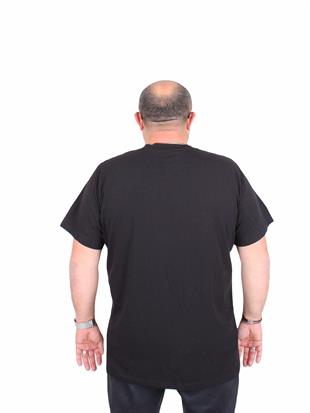 Erkek Büyük Beden Sıfır Yaka Tişört Brb 25115 SIYAH