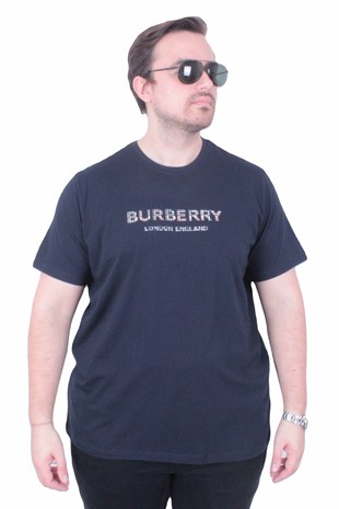 Erkek Büyük Beden Sıfır Yaka Tişört BRBR 26117 LACIVERT