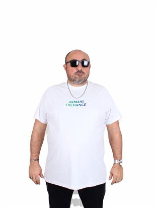 Erkek Büyük Beden Sıfır Yaka Tişört Arm Ax 25132 BEYAZ