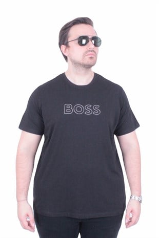 Erkek Büyük Beden Sıfır Yaka Tişört BSS 26115 SIYAH
