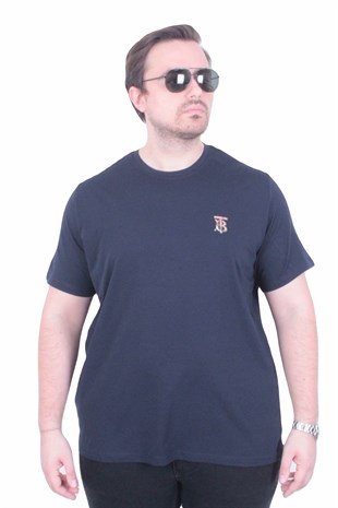 Erkek Büyük Beden Sıfır Yaka Tişört BRBR 26105 LACIVERT
