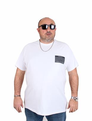 Erkek Büyük Beden Sıfır Yaka Tişört Vrs 25117 BEYAZ