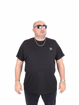 Erkek Büyük Beden Sıfır Yaka Tişört EA 25121 SIYAH