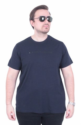 Erkek Büyük Beden Sıfır Yaka Tişört EA 26114 LACIVERT