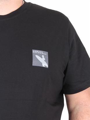 Erkek Büyük Beden Sıfır Yaka Tişört Arm Exc 25126 SIYAH