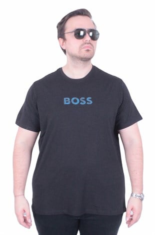 Erkek Büyük Beden Sıfır Yaka Tişört BSS 26108 SIYAH