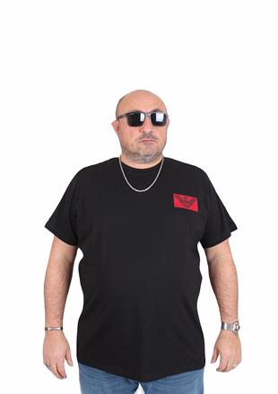 Erkek Büyük Beden Sıfır Yaka Tişört GA 25118 SIYAH