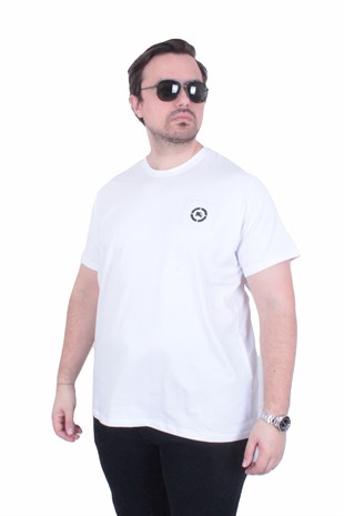 Erkek Büyük Beden Sıfır Yaka Tişört Brbr 26102 BEYAZ