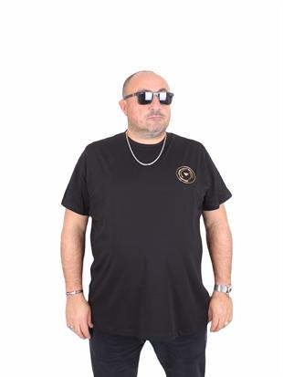 Erkek Büyük Beden Sıfır Yaka Tişört EA 25110 SIYAH