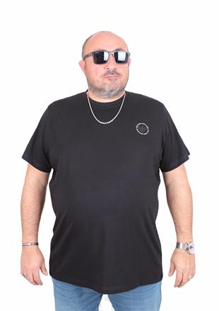 Erkek Büyük Beden Sıfır Yaka Tişört EA Eagle 25113 SIYAH