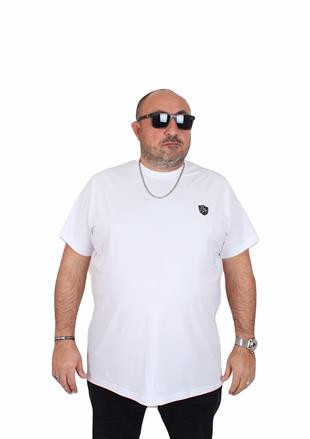 Erkek Büyük Beden Sıfır Yaka Tişört EA 25121 BEYAZ