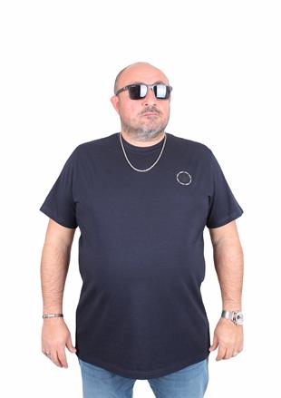 Erkek Büyük Beden Sıfır Yaka Tişört EA Eagle 25113 LACIVERT