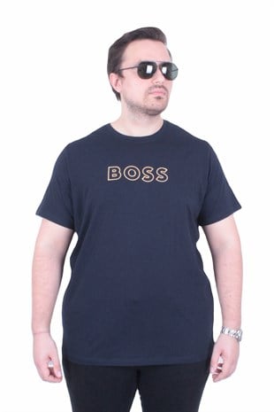 Erkek Büyük Beden Sıfır Yaka Tişört HG 26116 LACIVERT