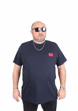 Erkek Büyük Beden Sıfır Yaka Tişört Tmy Hlf 25125 LACIVERT