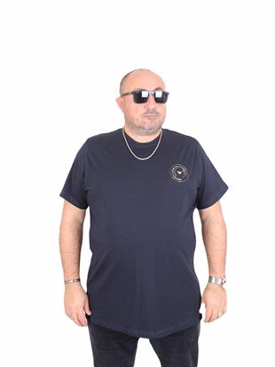 Erkek Büyük Beden Sıfır Yaka Tişört EA 25110 LACIVERT