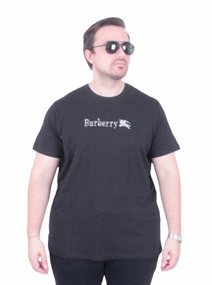 Erkek Büyük Beden Sıfır Yaka Tişört Brbr 26111 SIYAH